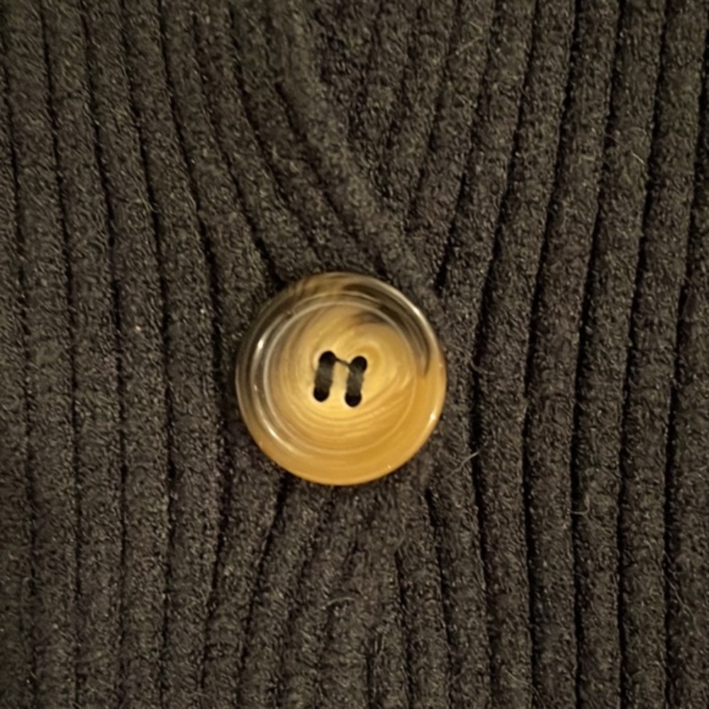 Free People-  Three Button Crop Sweater- Ribbed Black - Picture 8 of 10